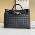 Bottega Veneta BV 766016 Medium Andiamo Lambskin BV90137 Black Silver - Default Title - View 1