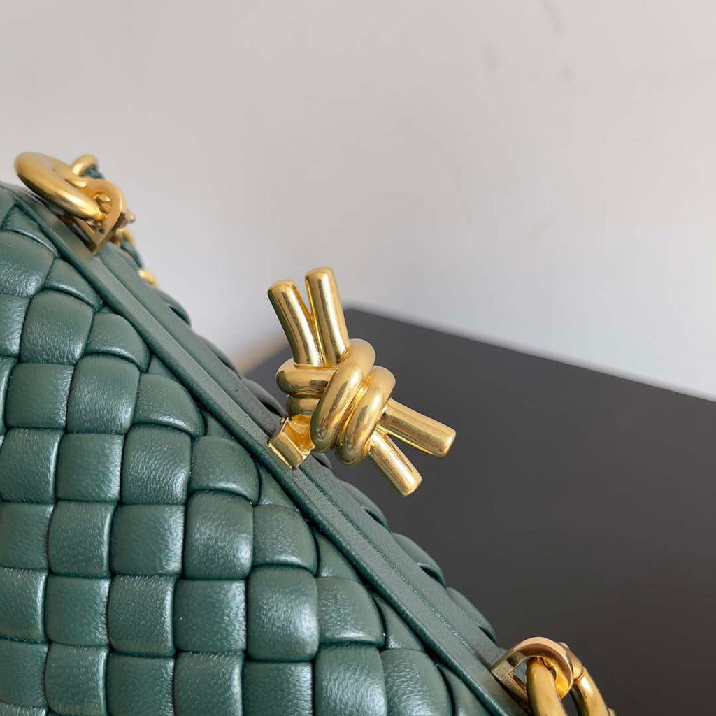 Bottega Veneta BV 776662V01D11019 Knot with Chain Dark Green