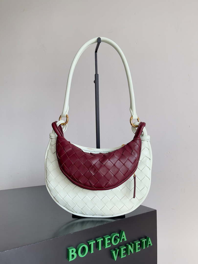 Bottega Veneta BV 776764 Small Gemelli wine Red Green - Default Title - View 1