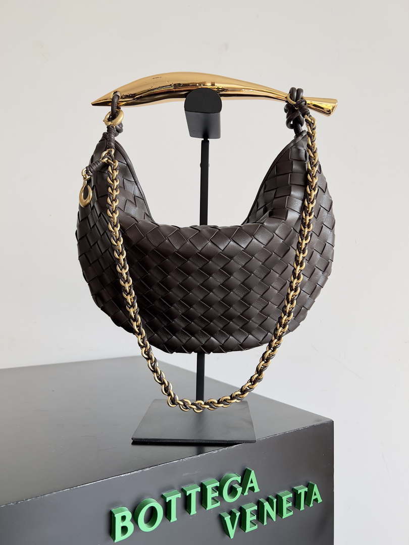 Bottega Veneta BV 776768 Sardine With Chain Dark Brown - Default Title - View 1