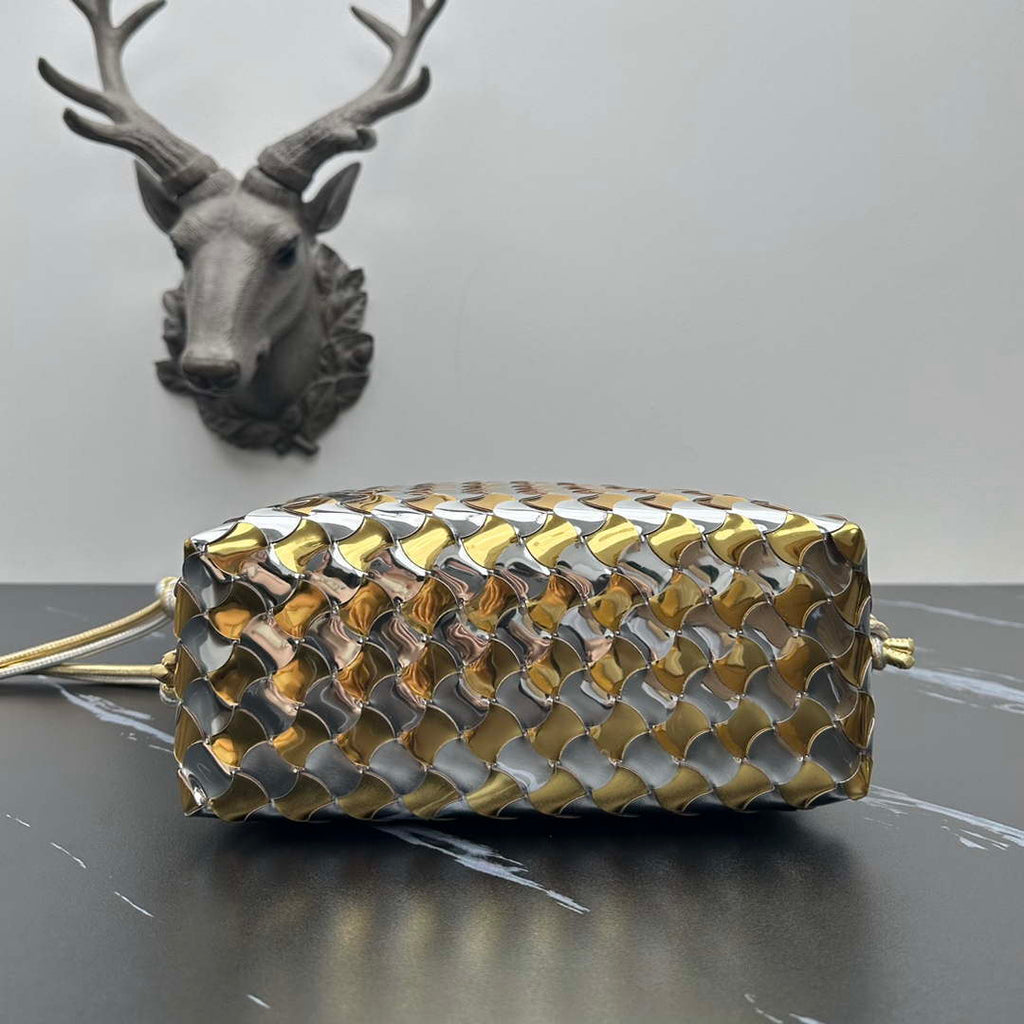 Bottega Veneta BV 777571 Small Loop Camera Bag Silver gold