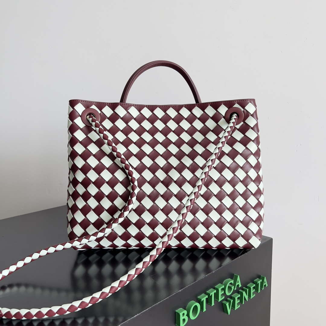 Bottega Veneta BV 777527 Medium Andiamo Wine Red & White - Default Title - View 2