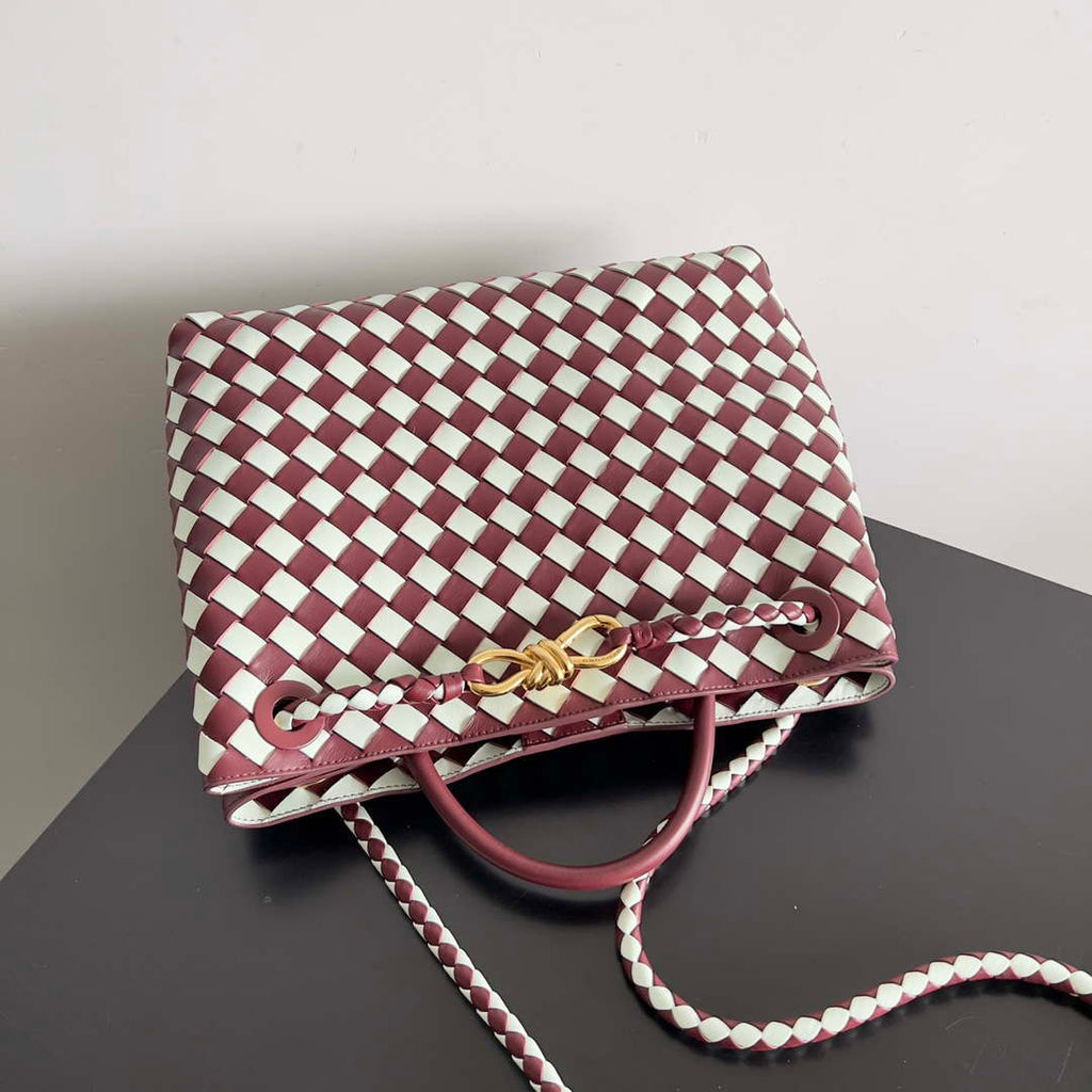 Bottega Veneta BV 777527 Medium Andiamo Wine Red & White