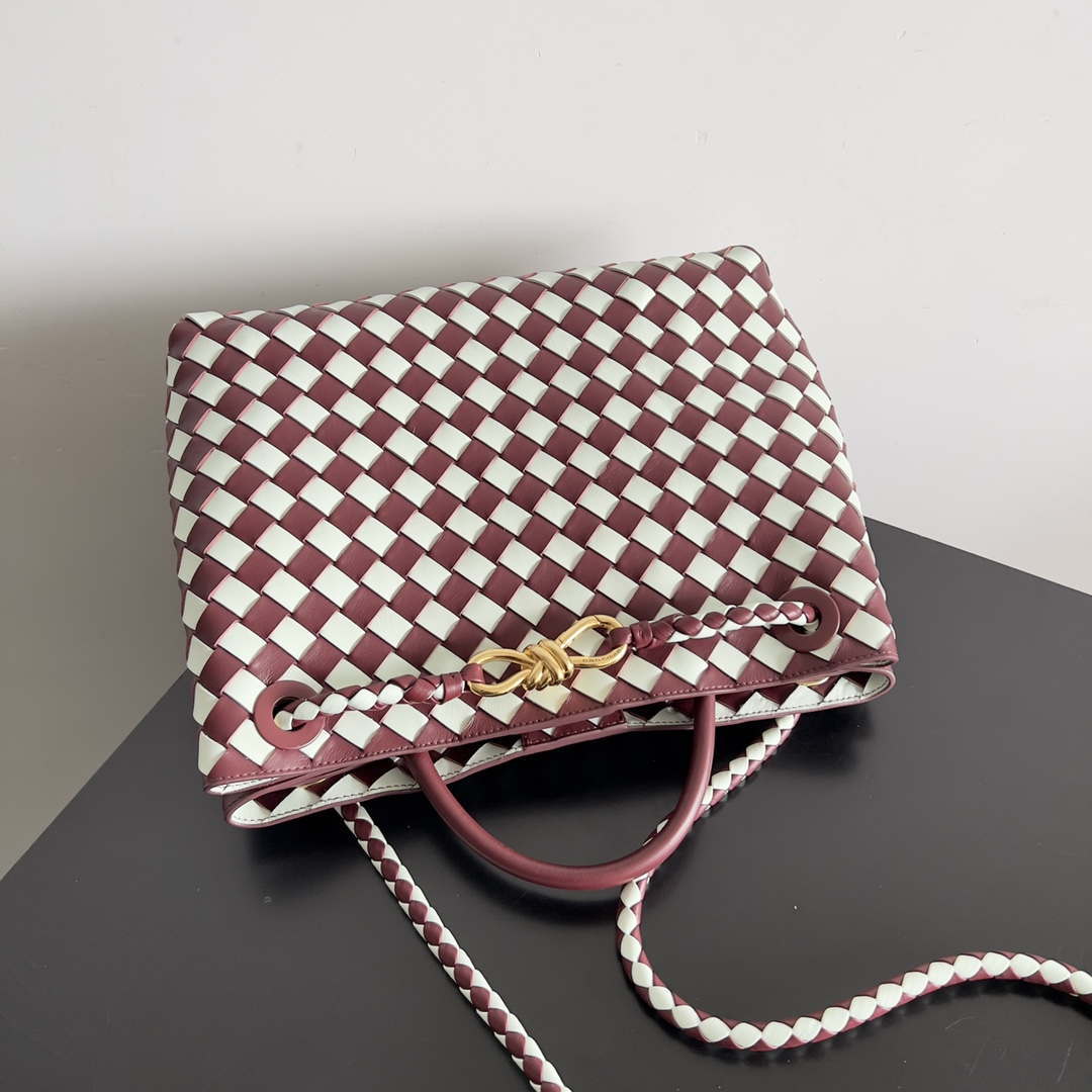 Bottega Veneta BV 777527 Medium Andiamo Wine Red & White