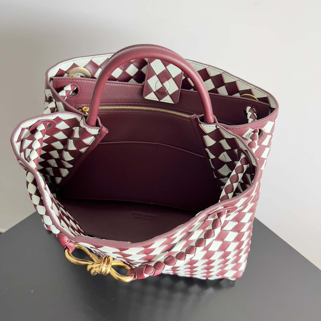 Bottega Veneta BV 777527 Medium Andiamo Wine Red & White - Default Title - View 9