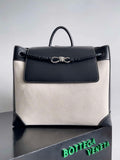 Bottega Veneta BV 796417 Large Andiamo Backpack Black& Beige Silver