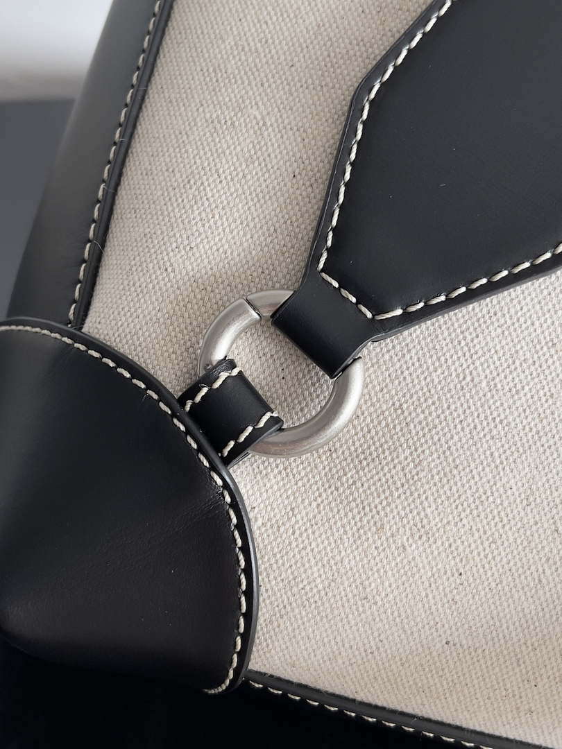 Bottega Veneta BV 796417 Large Andiamo Backpack Black& Beige Silver
