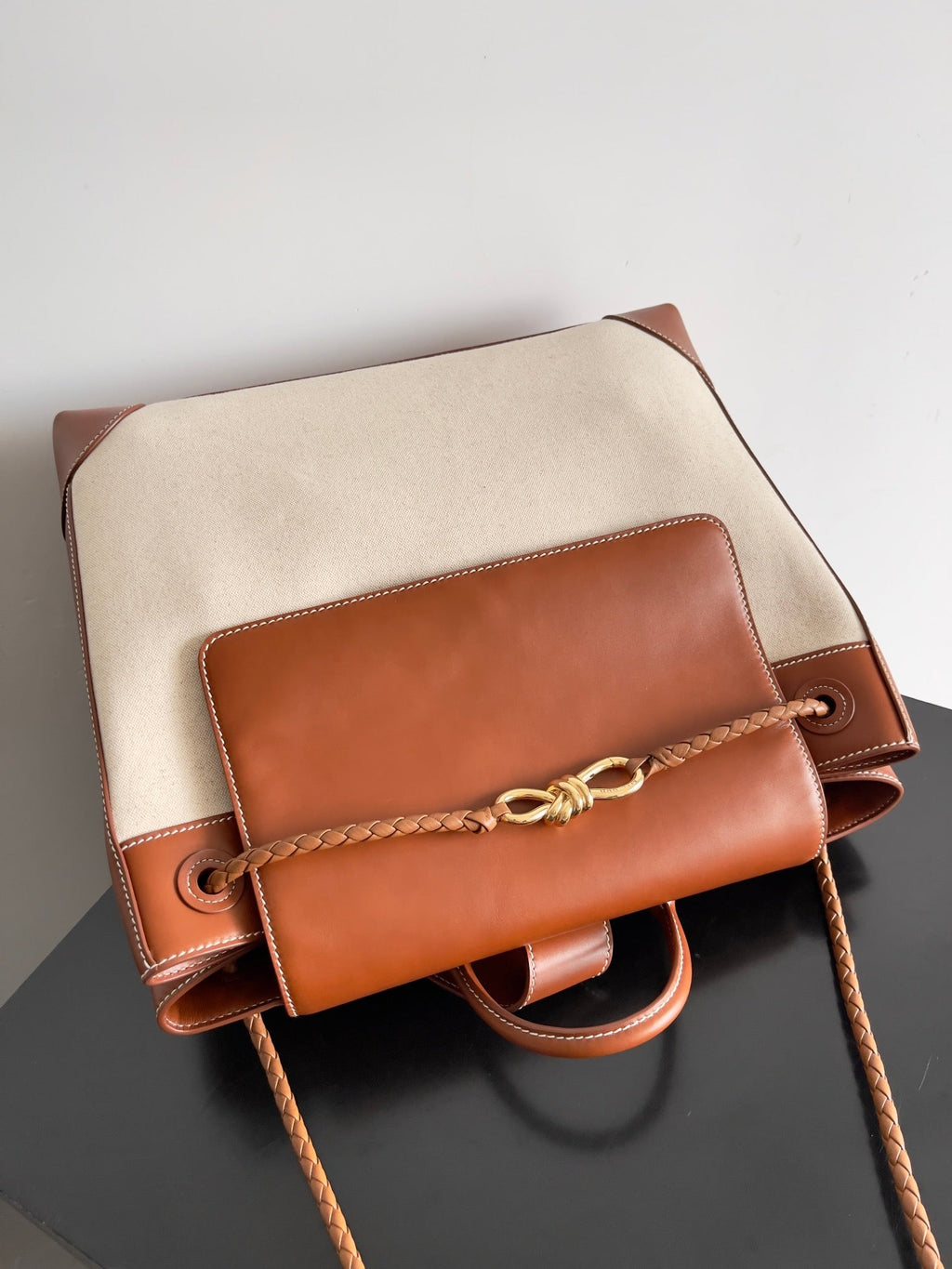 Bottega Veneta BV 796417 Large Andiamo Backpack Brown & Beige