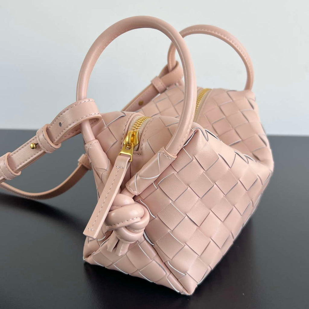 Bottega Veneta BV 796615  Mini Loop intrecciato leather cross-body bag Pink