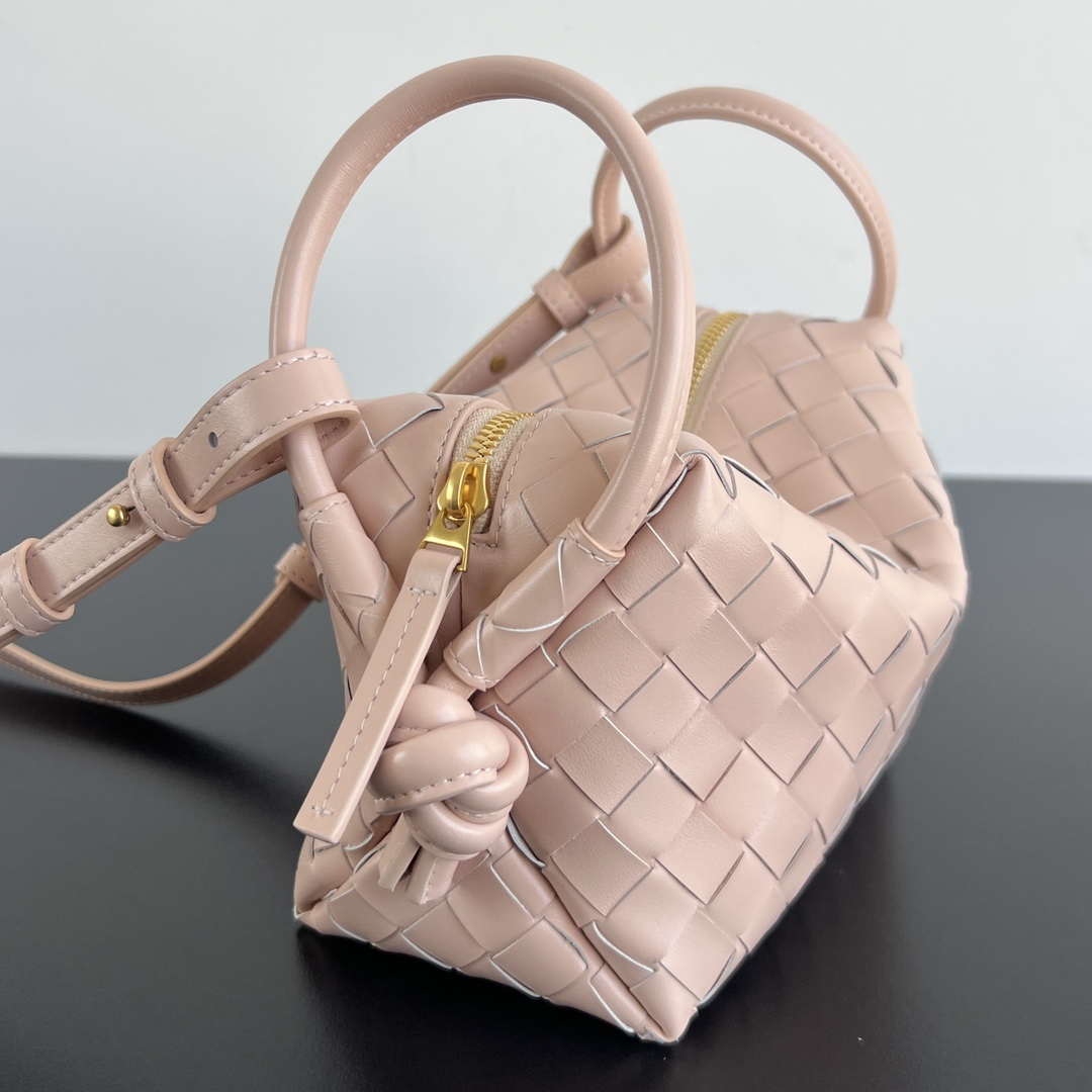 Bottega Veneta BV 796615  Mini Loop intrecciato leather cross-body bag Pink