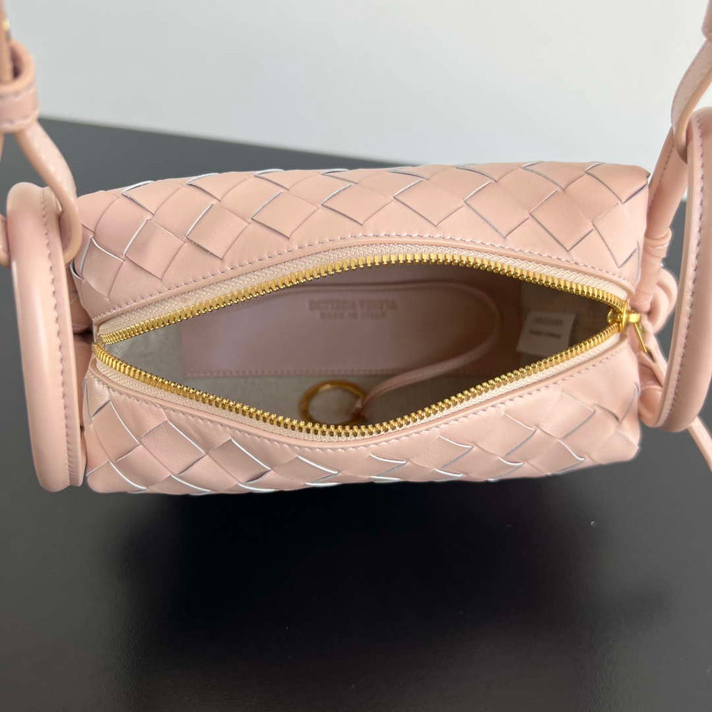 Bottega Veneta BV 796615  Mini Loop intrecciato leather cross-body bag Pink