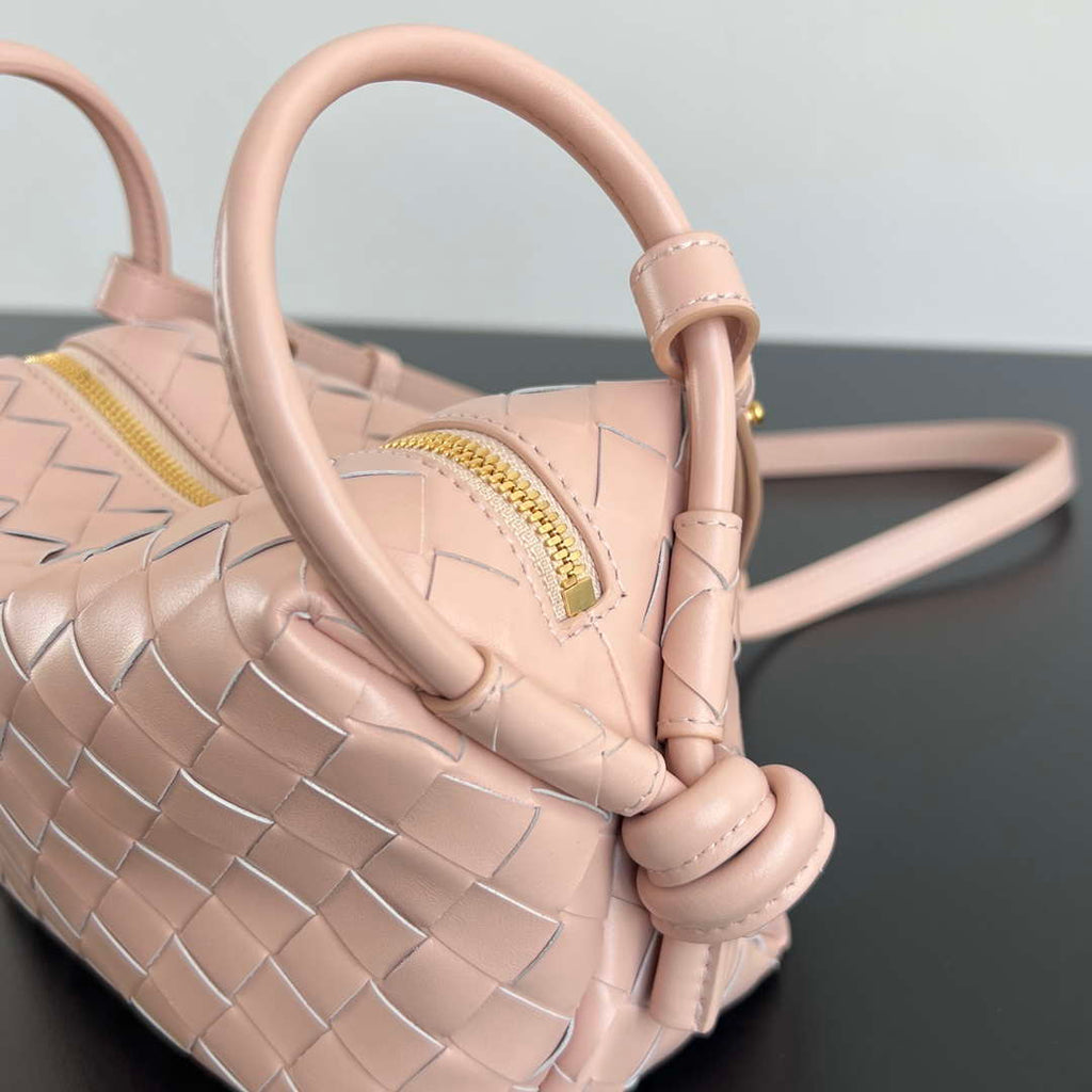 Bottega Veneta BV 796615  Mini Loop intrecciato leather cross-body bag Pink