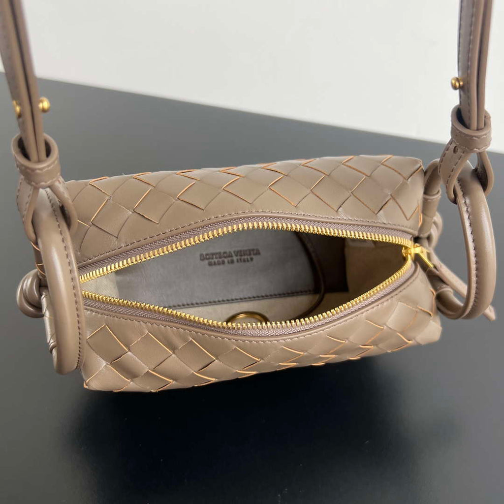 Bottega Veneta BV 796615  Mini Loop intrecciato leather cross-body bag Coffee