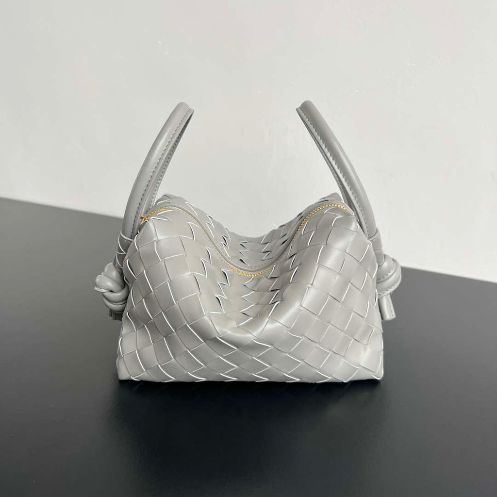 Bottega Veneta BV 796615  Mini Loop intrecciato leather cross-body bag Gray