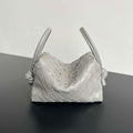 Bottega Veneta BV 796615  Mini Loop intrecciato leather cross-body bag Gray