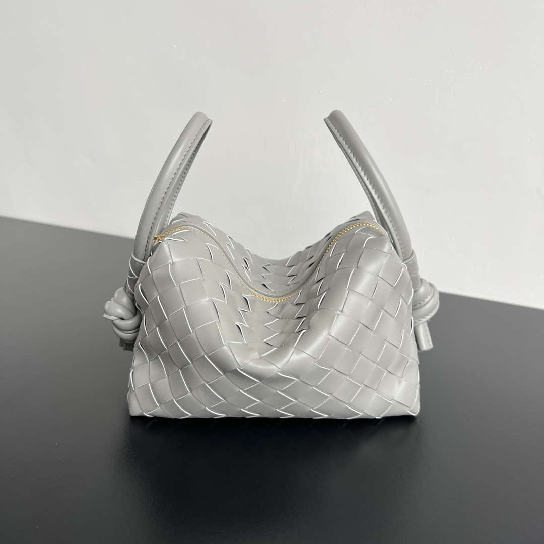 Bottega Veneta BV 796615  Mini Loop intrecciato leather cross-body bag Gray