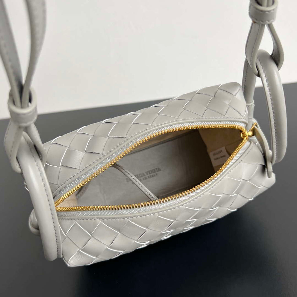 Bottega Veneta BV 796615  Mini Loop intrecciato leather cross-body bag Gray