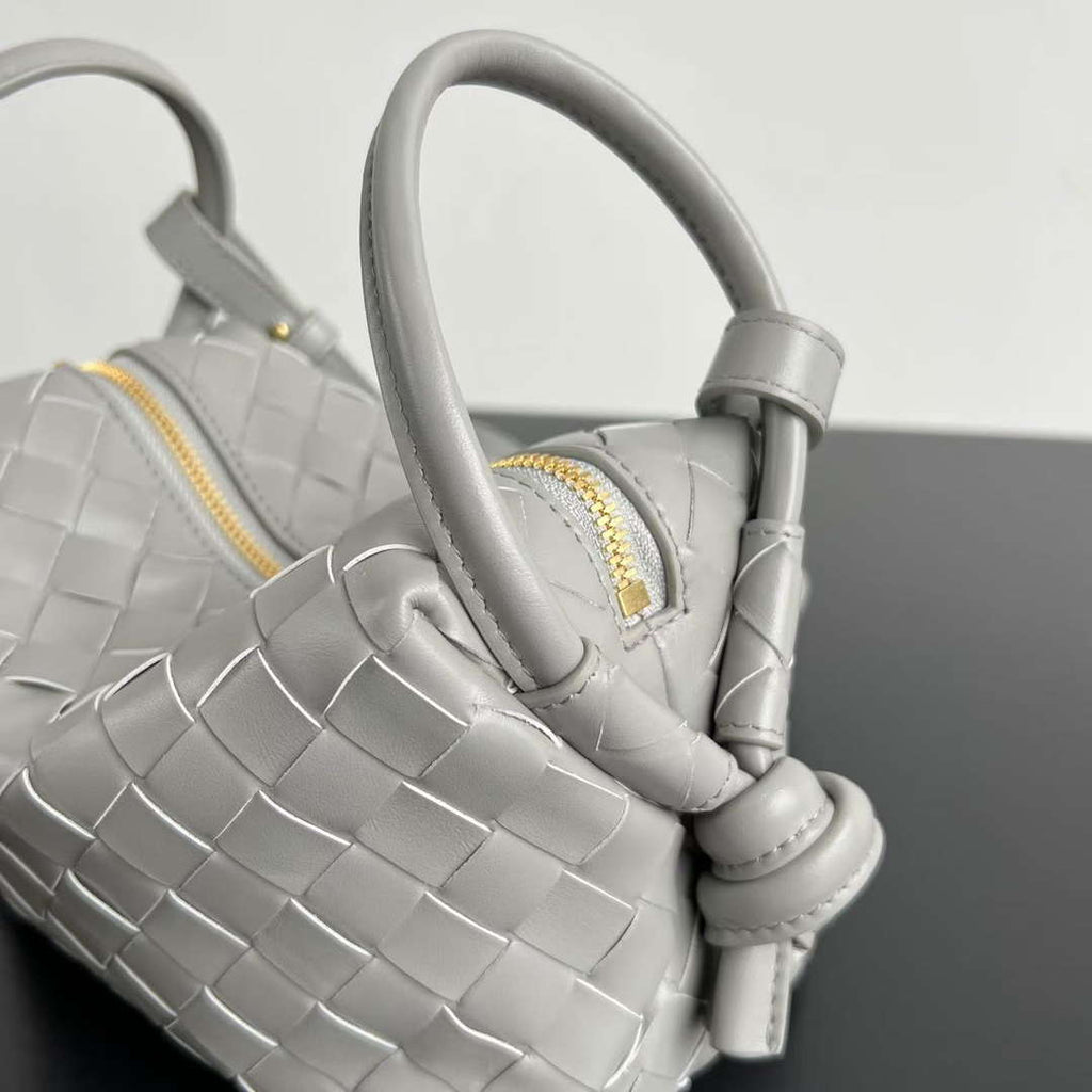 Bottega Veneta BV 796615  Mini Loop intrecciato leather cross-body bag Gray