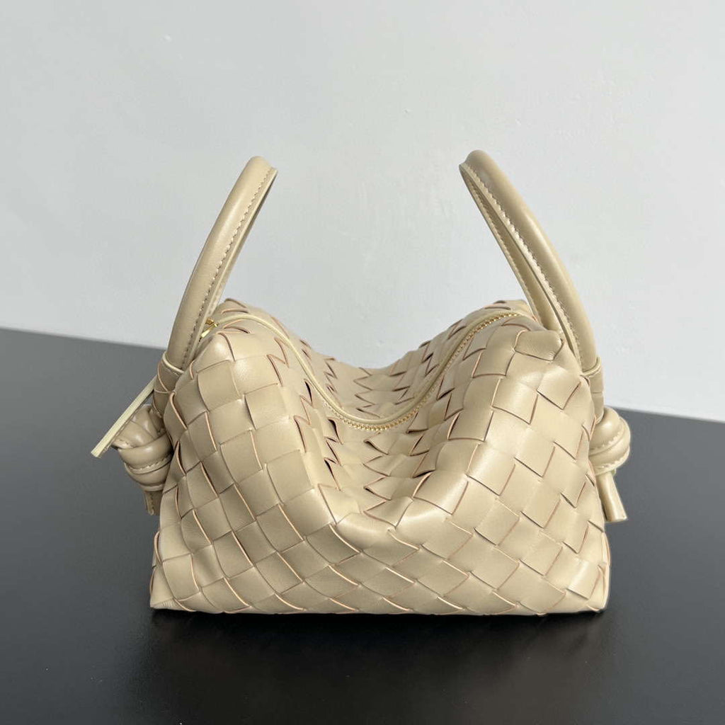Bottega Veneta BV 796615  Mini Loop intrecciato leather cross-body bag Apricot