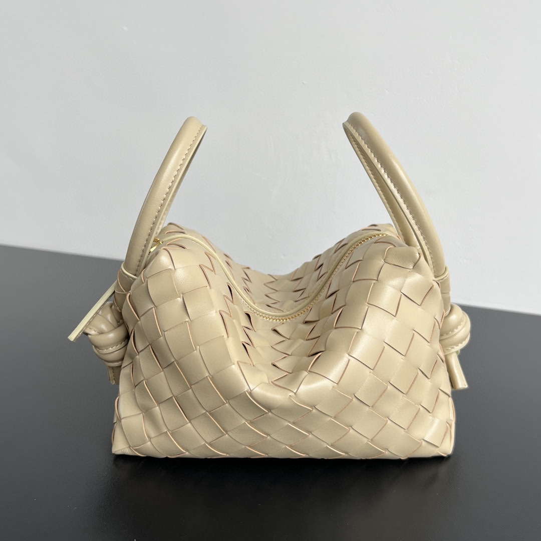 Bottega Veneta BV 796615  Mini Loop intrecciato leather cross-body bag Apricot