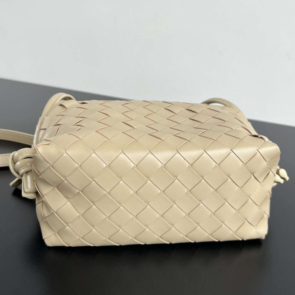 Bottega Veneta BV 796615  Mini Loop intrecciato leather cross-body bag Apricot