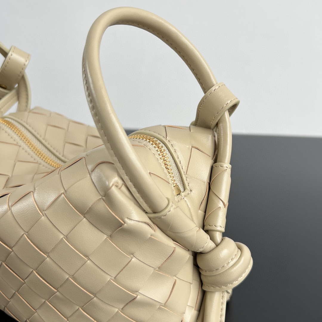 Bottega Veneta BV 796615  Mini Loop intrecciato leather cross-body bag Apricot
