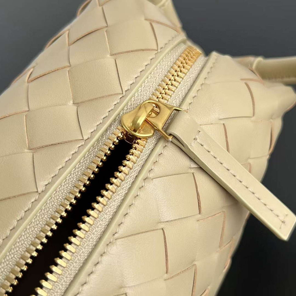 Bottega Veneta BV 796615  Mini Loop intrecciato leather cross-body bag Apricot