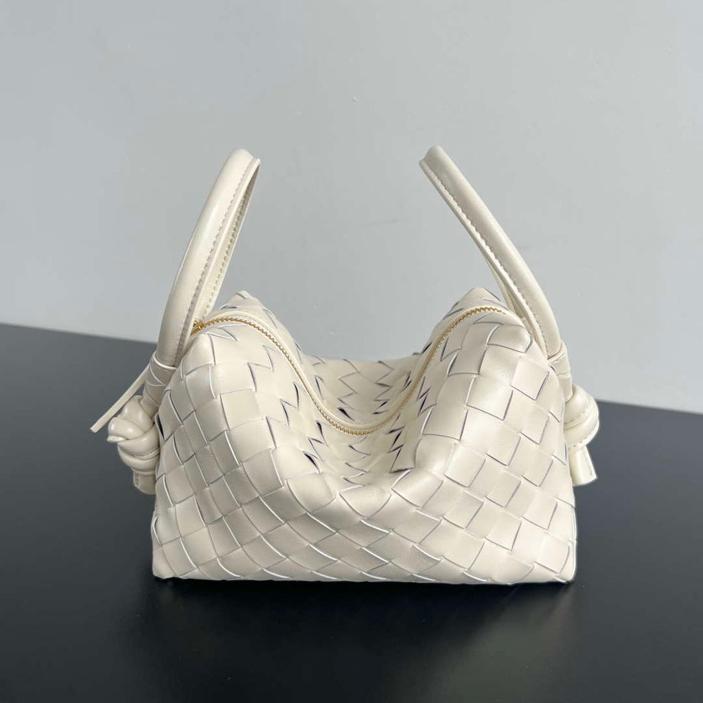 Bottega Veneta BV 796615  Mini Loop intrecciato leather cross-body bag Beige Yellow