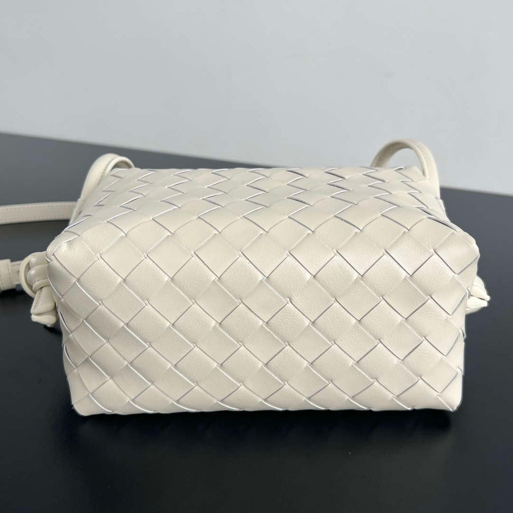 Bottega Veneta BV 796615  Mini Loop intrecciato leather cross-body bag Beige Yellow