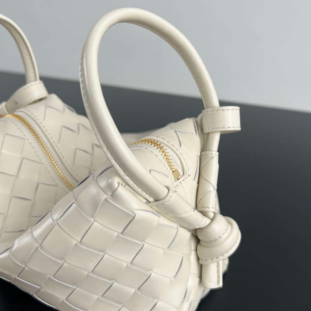 Bottega Veneta BV 796615  Mini Loop intrecciato leather cross-body bag Beige Yellow