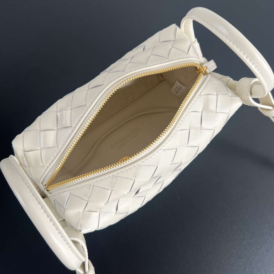 Bottega Veneta BV 796615  Mini Loop intrecciato leather cross-body bag Beige Yellow