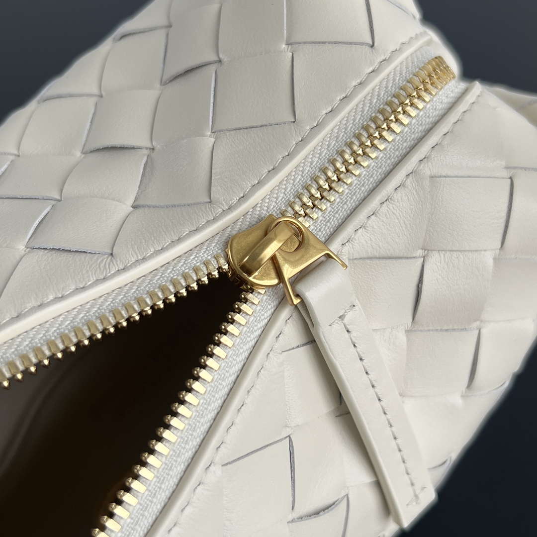 Bottega Veneta BV 796615  Mini Loop intrecciato leather cross-body bag Beige Yellow