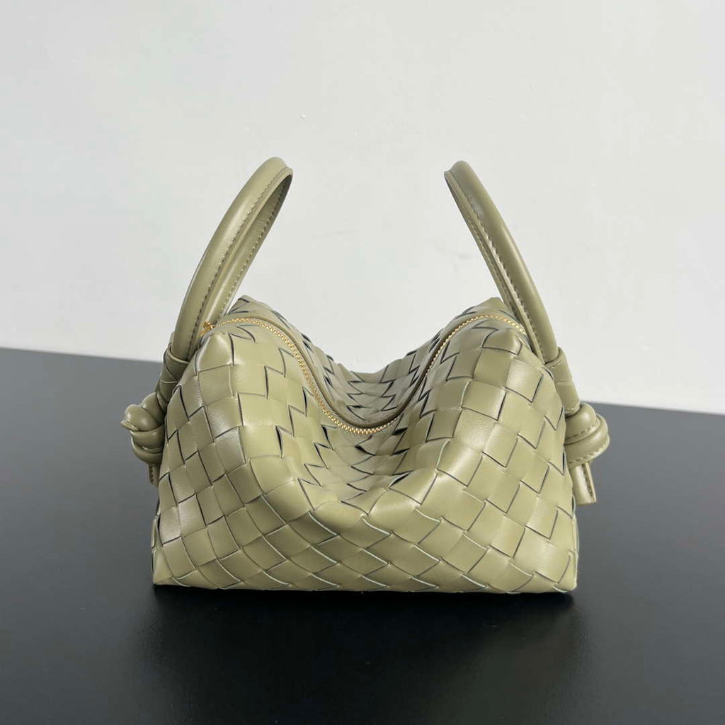 Bottega Veneta BV 796615  Mini Loop intrecciato leather cross-body bag Lemon Green