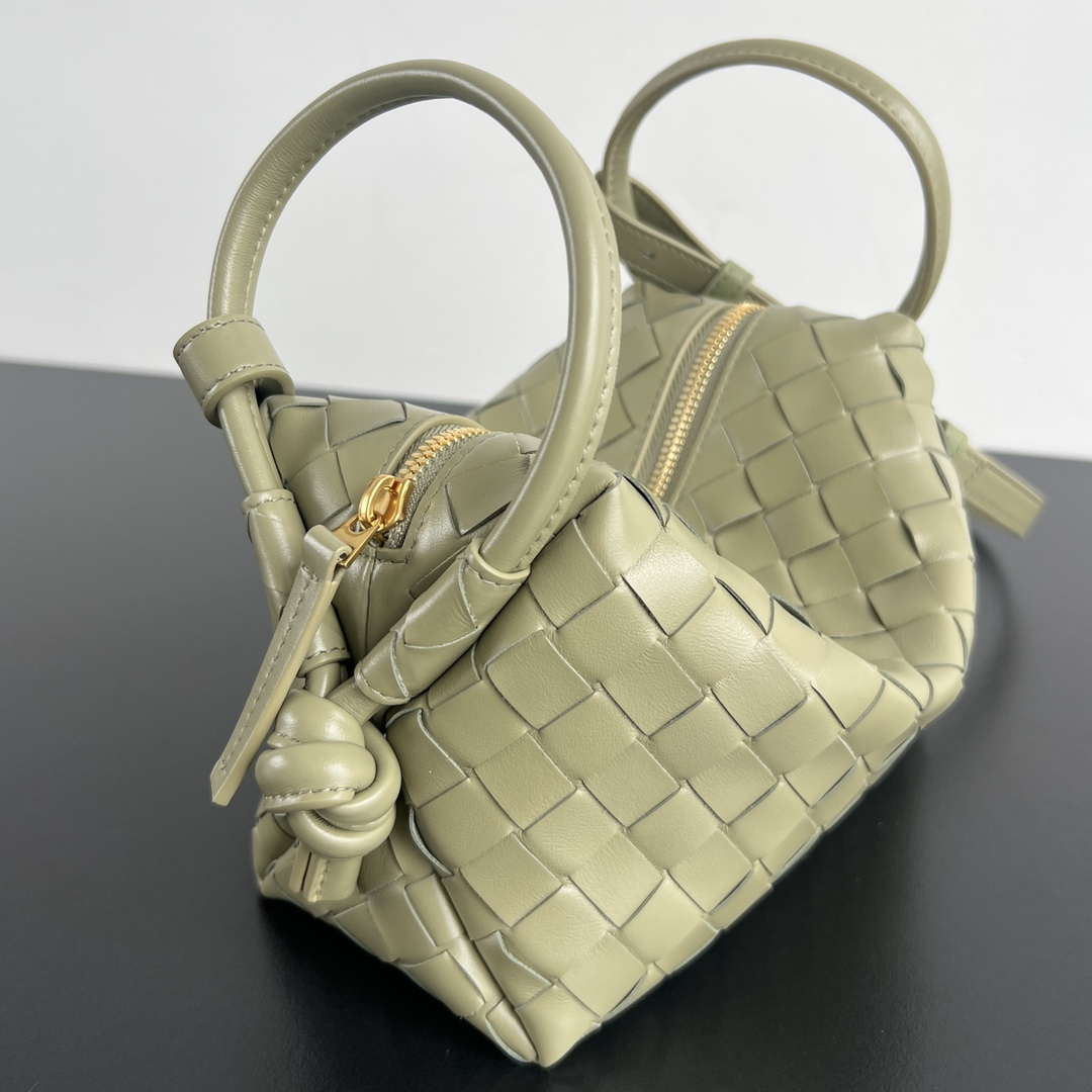 Bottega Veneta BV 796615  Mini Loop intrecciato leather cross-body bag Lemon Green