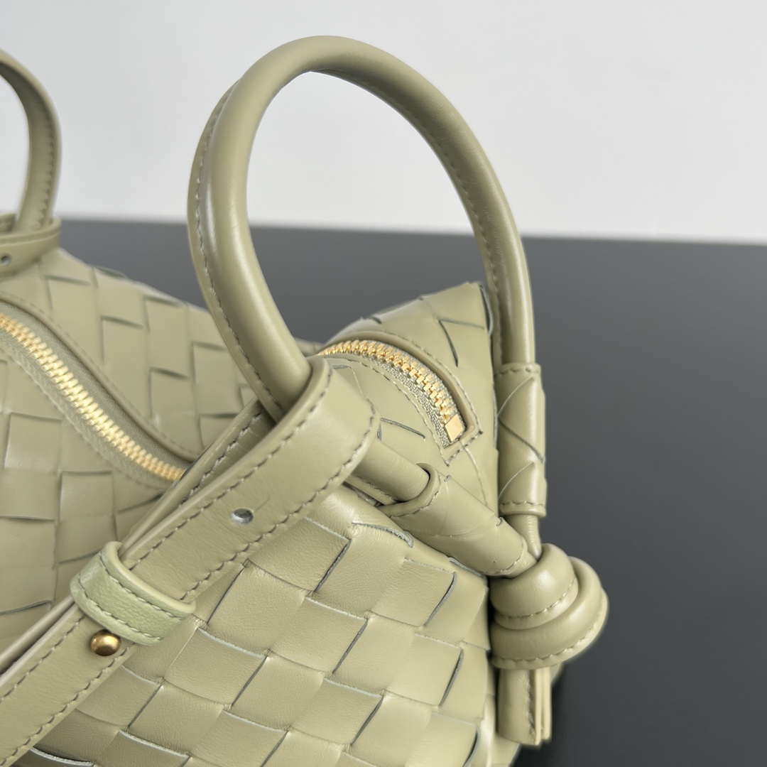 Bottega Veneta BV 796615  Mini Loop intrecciato leather cross-body bag Lemon Green