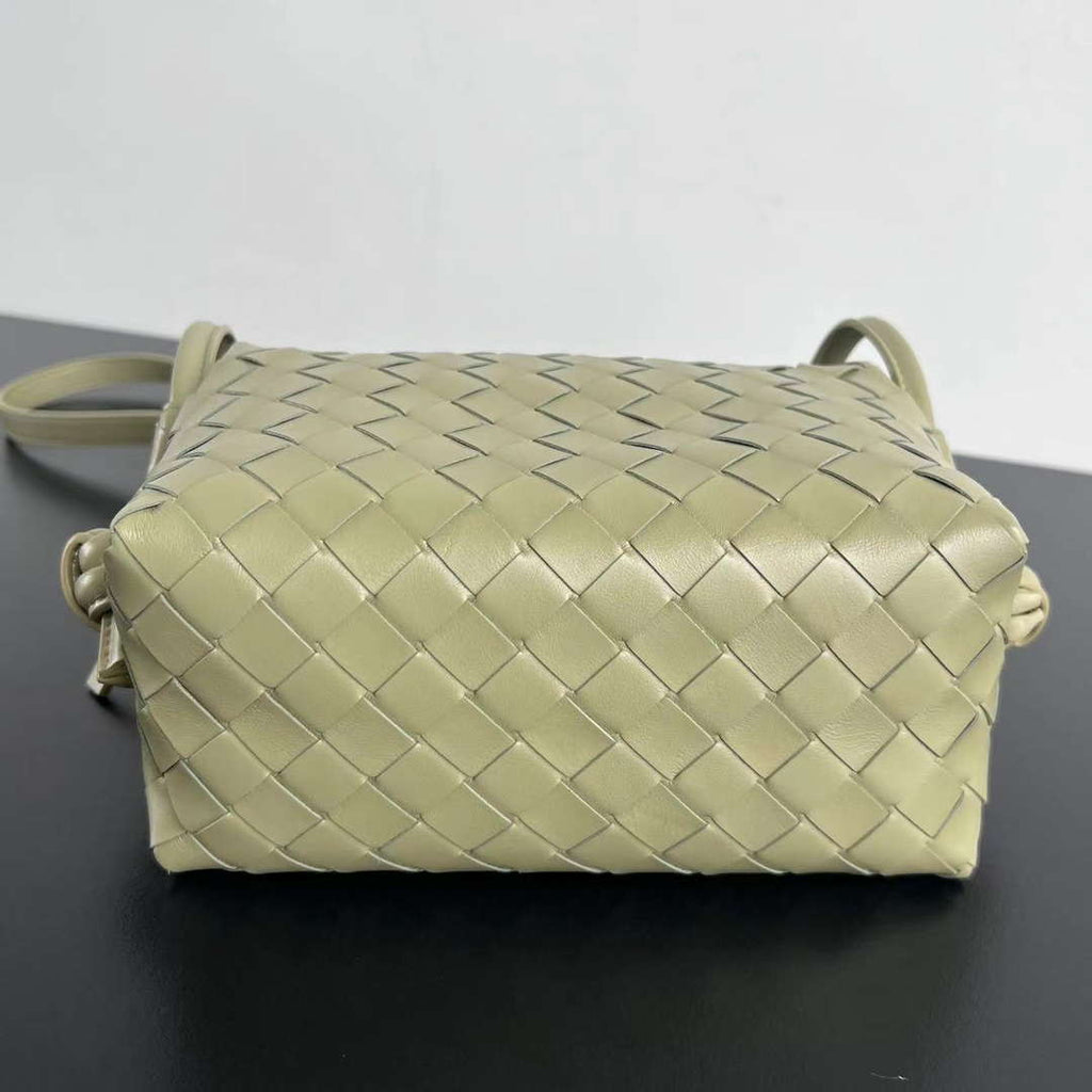Bottega Veneta BV 796615  Mini Loop intrecciato leather cross-body bag Lemon Green
