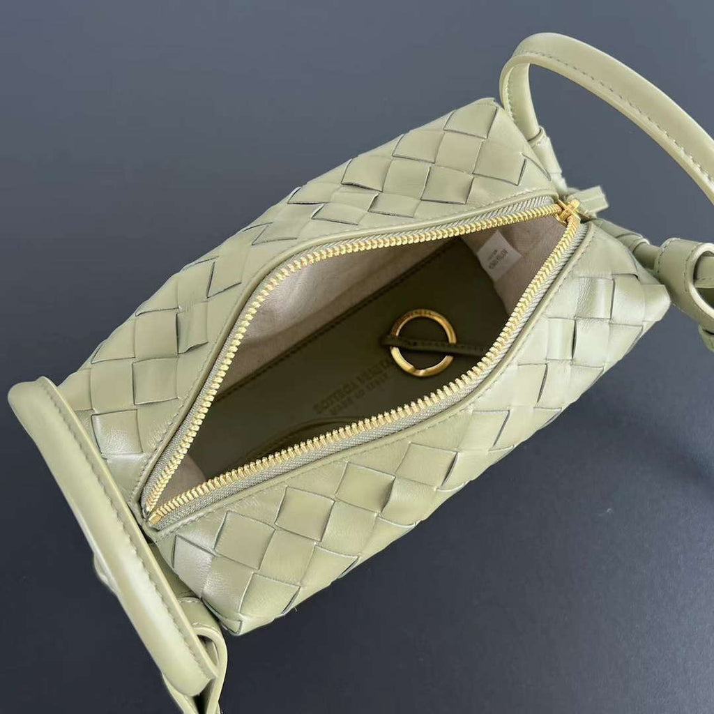 Bottega Veneta BV 796615  Mini Loop intrecciato leather cross-body bag Lemon Green