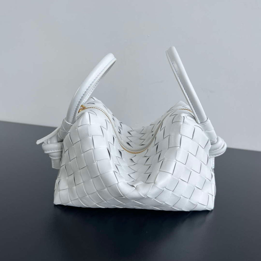 Bottega Veneta BV 796615  Mini Loop intrecciato leather cross-body bag White