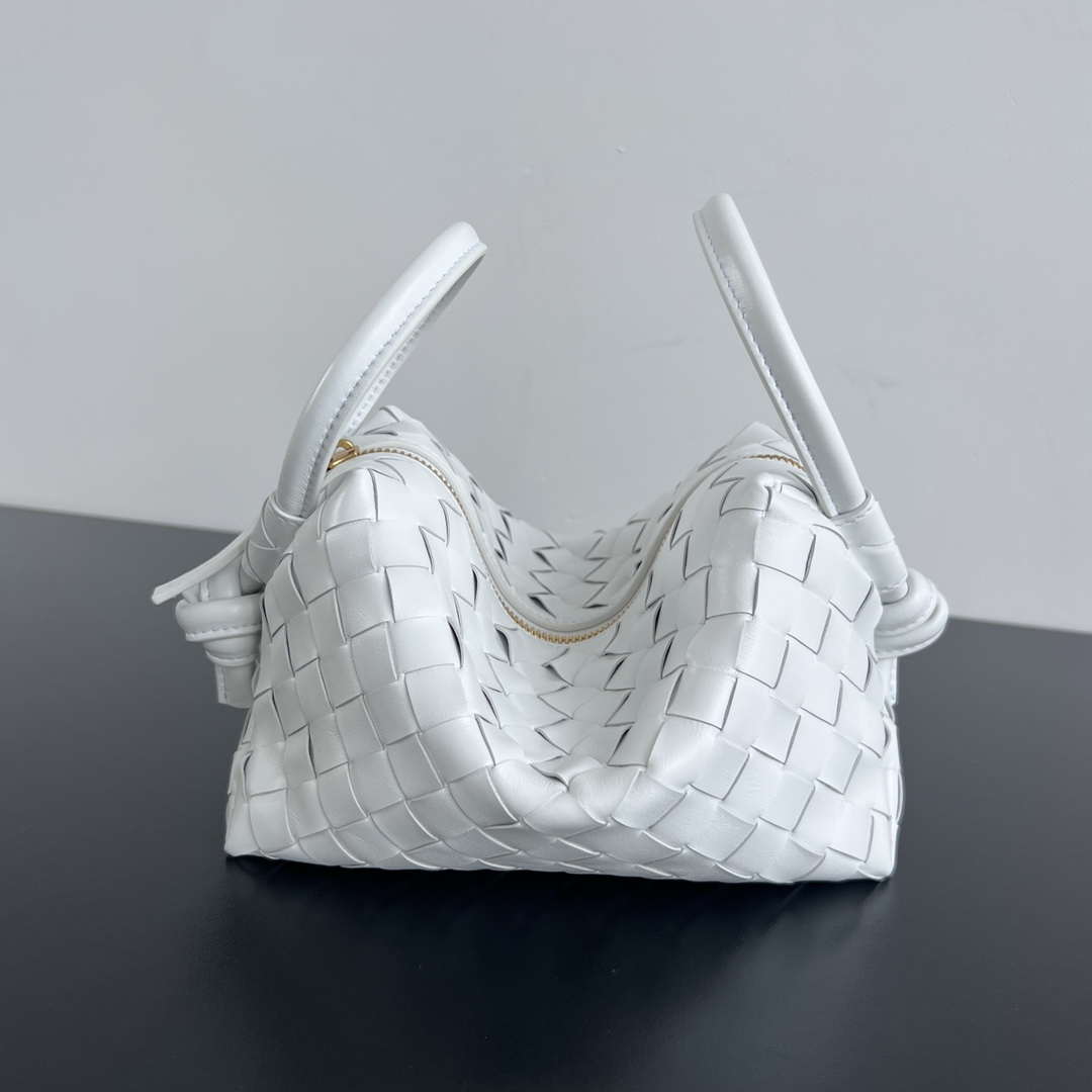 Bottega Veneta BV 796615  Mini Loop intrecciato leather cross-body bag White