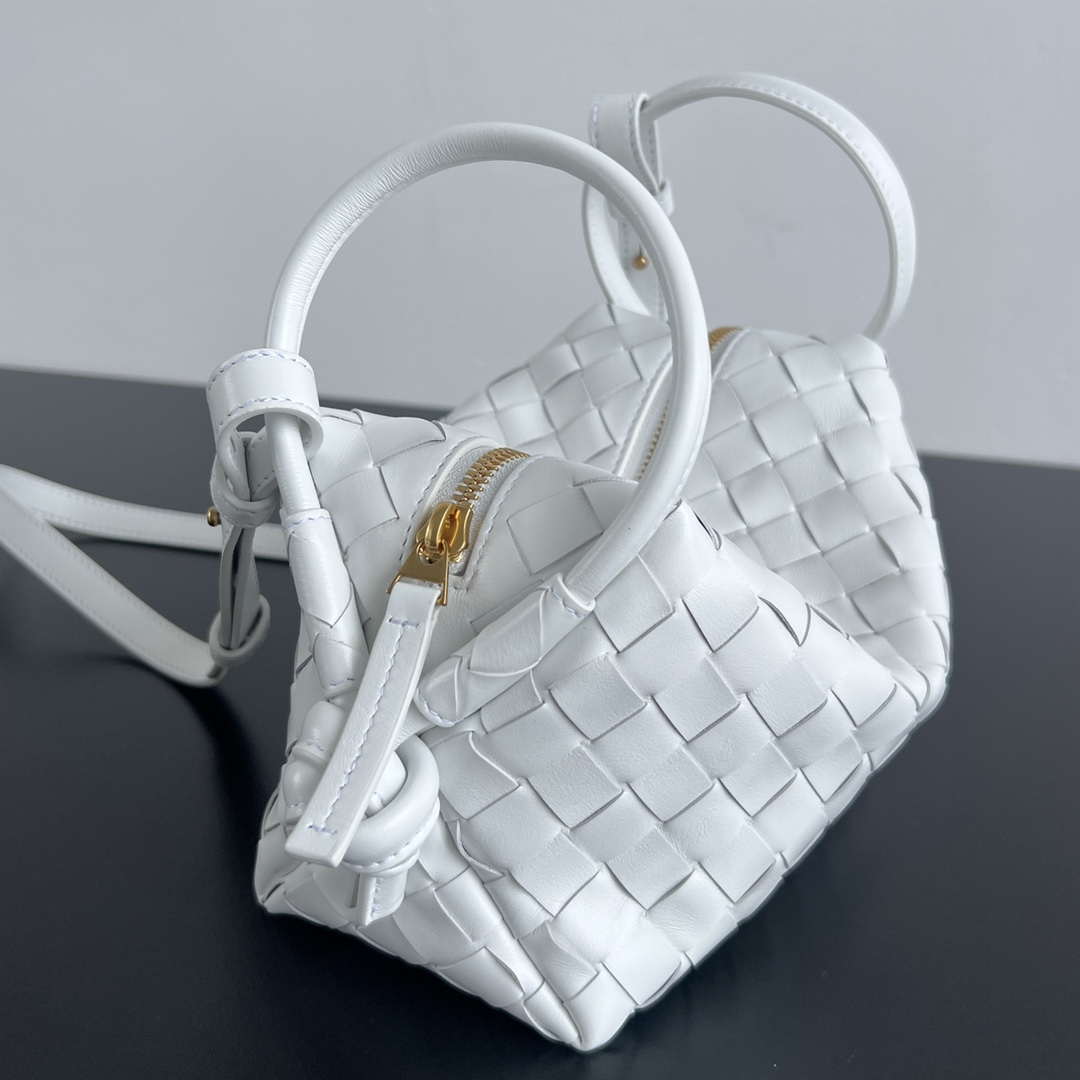 Bottega Veneta BV 796615  Mini Loop intrecciato leather cross-body bag White