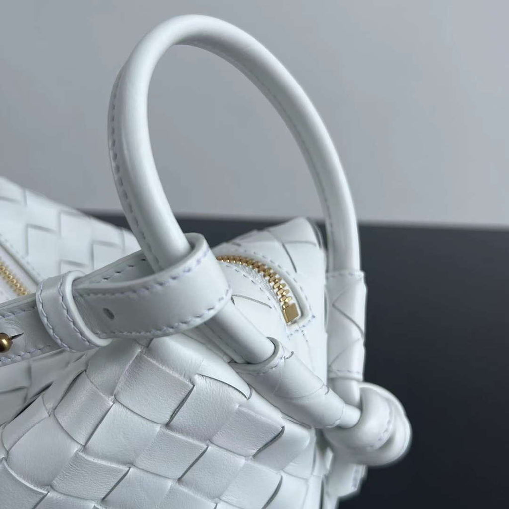 Bottega Veneta BV 796615  Mini Loop intrecciato leather cross-body bag White