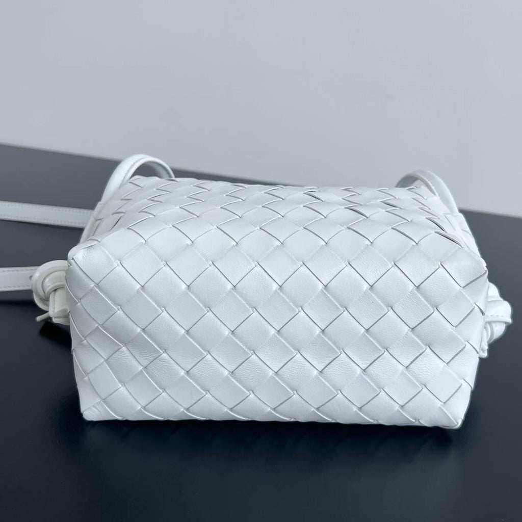 Bottega Veneta BV 796615  Mini Loop intrecciato leather cross-body bag White