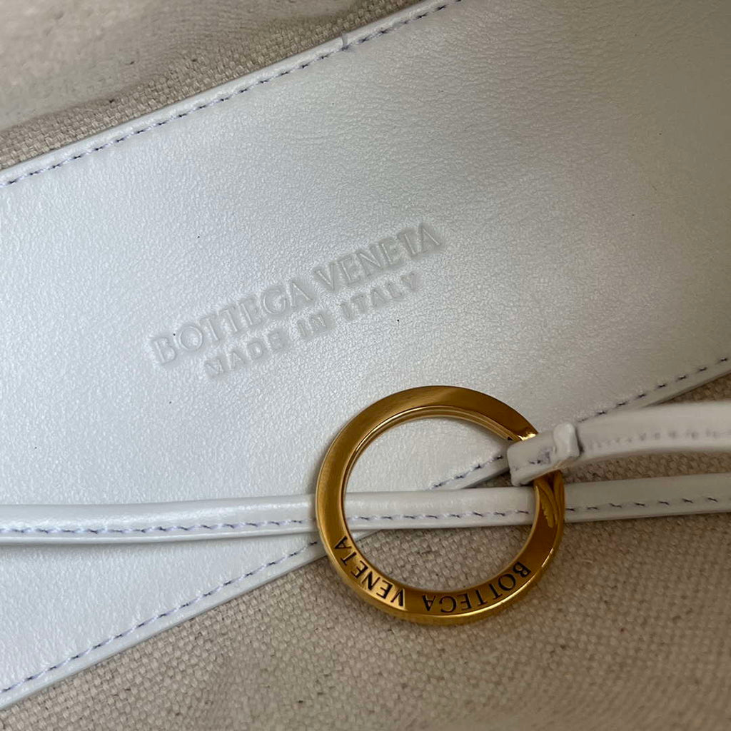 Bottega Veneta BV 796615  Mini Loop intrecciato leather cross-body bag White