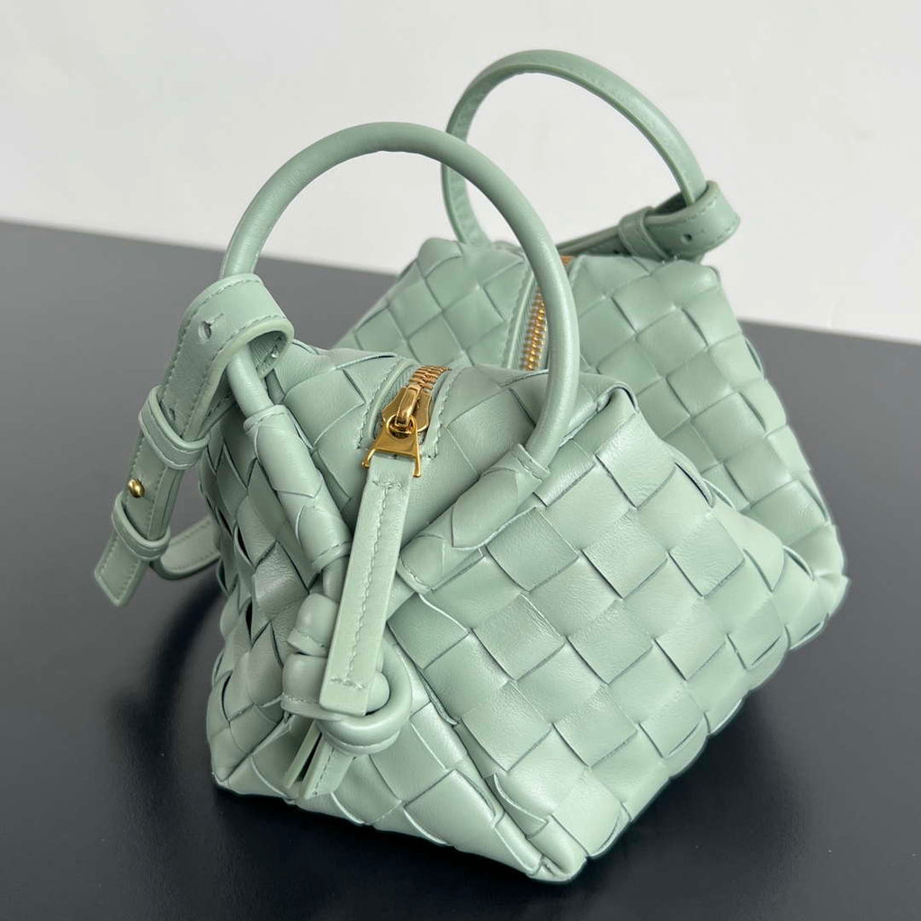 Bottega Veneta BV 796615  Mini Loop intrecciato leather cross-body bag Green
