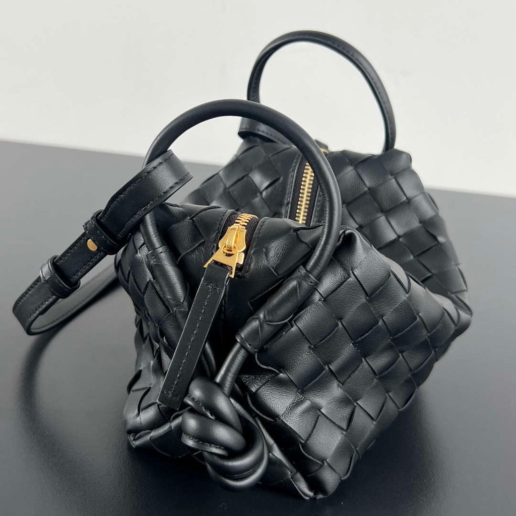 Bottega Veneta BV 796615  Mini Loop intrecciato leather cross-body bag Black