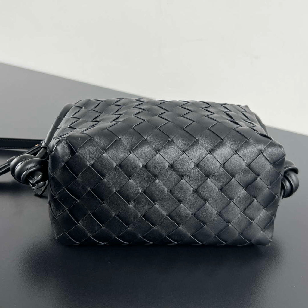 Bottega Veneta BV 796615  Mini Loop intrecciato leather cross-body bag Black