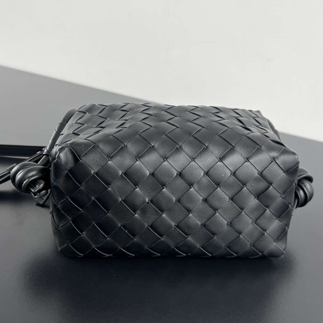 Bottega Veneta BV 796615  Mini Loop intrecciato leather cross-body bag Black