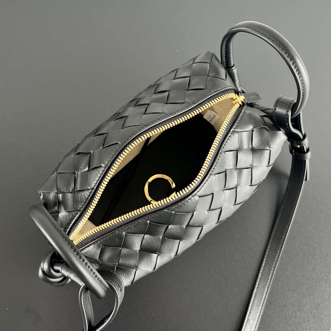 Bottega Veneta BV 796615  Mini Loop intrecciato leather cross-body bag Black