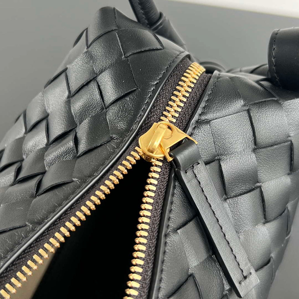 Bottega Veneta BV 796615  Mini Loop intrecciato leather cross-body bag Black