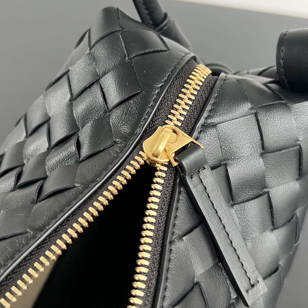 Bottega Veneta BV 796615  Mini Loop intrecciato leather cross-body bag Black